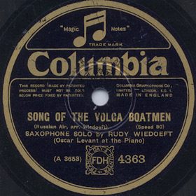 Song of the Volga Boatman (, !), solo piece (Zonofon)