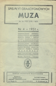 Muza -  4-1951. (Muza - Katalog  4-1951 r.) (Jurek)